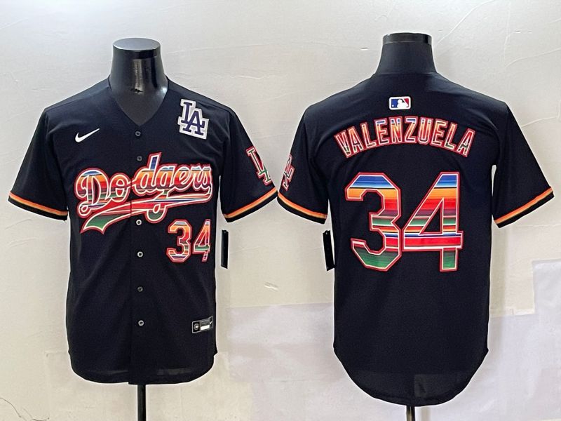 Men Los Angeles Dodgers 34 Valenzuela Black Game 2025 Nike MLB Jersey style 4105
